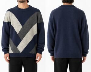 ALPACA Peruvian Products Geometric Color Block Sweater Men's XL Quiet Luxury